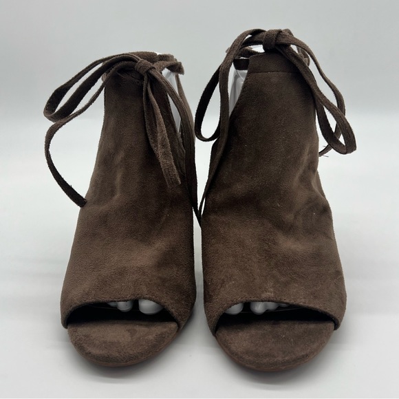 BC Born in California Vegan Suede-like Open Toe Chunky Heel Ankle Tie Bo… - Picture 4 of 8